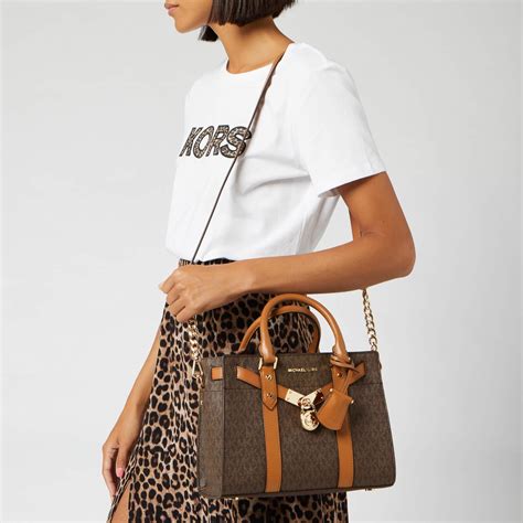 michael kors nouveau hamilton small logo and leather satchel|michael kors studded satchels.